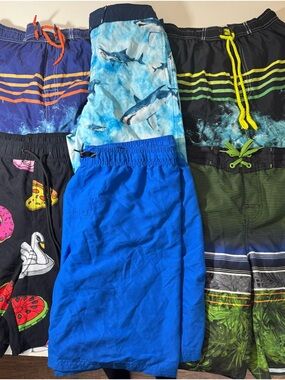 BUNDLE 6 pair Boy Swim Trunks Size 14-16 Great Deal!